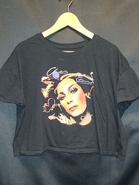 Cher | Black | Crop Top Tee |  Stars Album Graphic | Women's Size XL tour promo